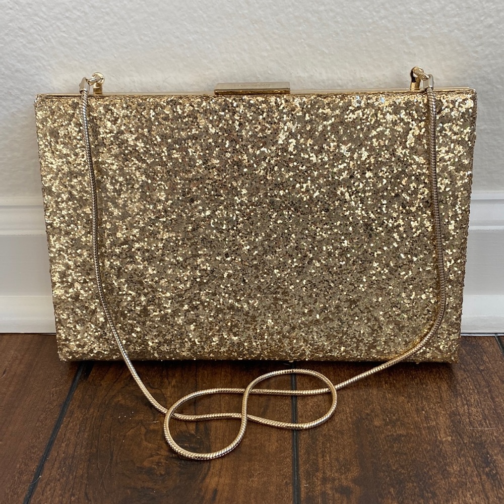 Kate Spade Emanuelle Gold Glitter Clutch
